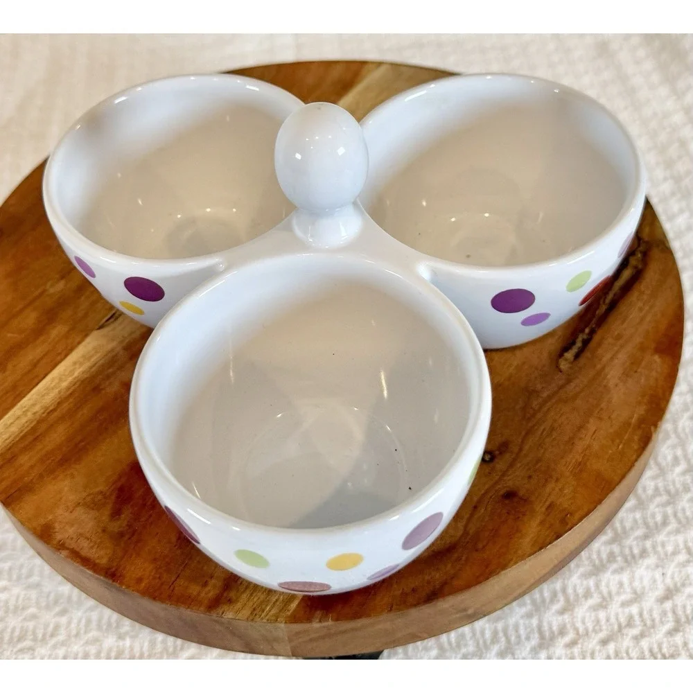 Pampered Chef Simple Additions Polka Dots 3 Part Trio Serving Dishes #2078 Excel
